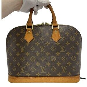 AUTHENTICATED Louis Vuitton Vintage Alma PM Handbag Brown Monogram Leather Franc